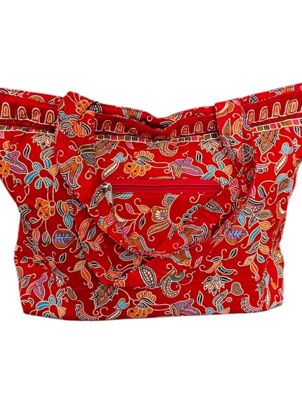 Lestari Singapore Batik Women Red Tote Bag